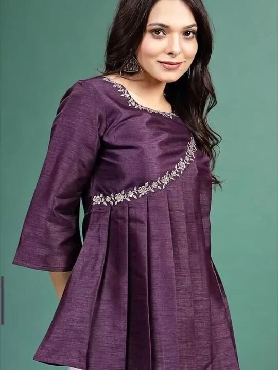 Floral Embroidered Pleated Top